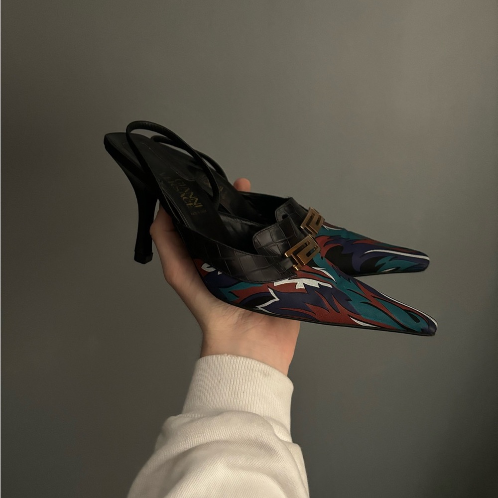 Vintage Gianni Versace Multicolor Pointed Toe Pumps Size 36.5 EU - Picture 2 of 6